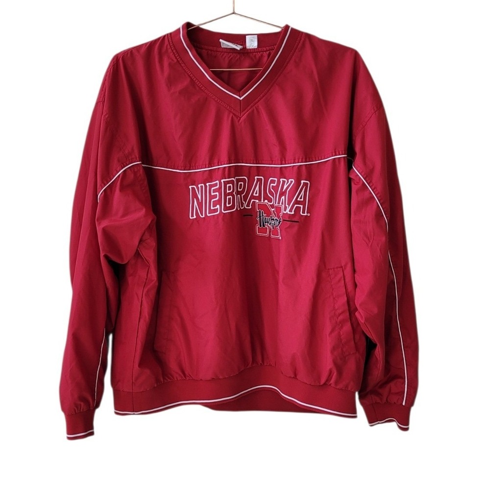 Red Oak XL Vintage Red Nebraska Huskers V Neck Windshirt Unisex